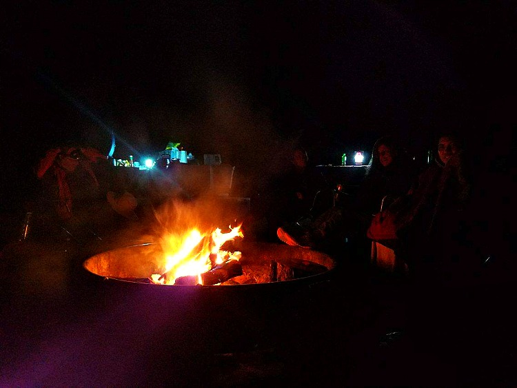 A campfire at Joshua Tree