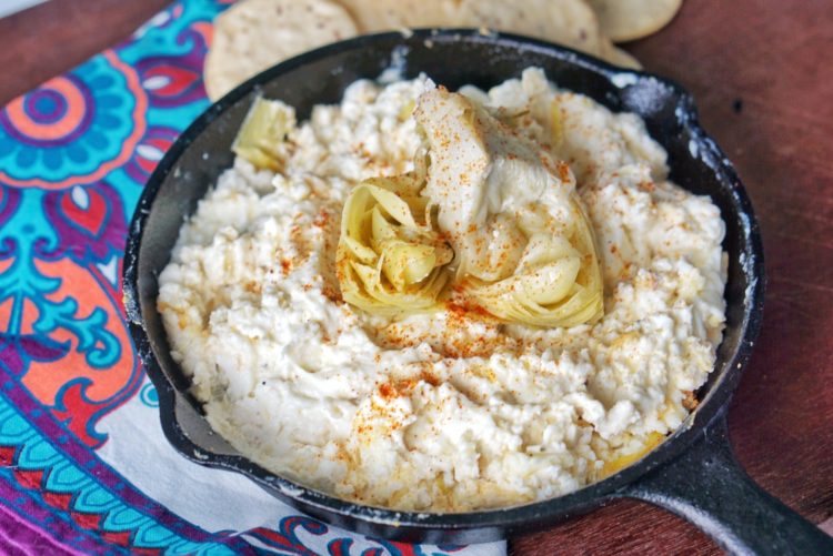 Easy Goat Cheese and Artichoke Dip.